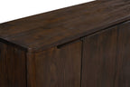 96" Dark Brown Distressed Solid Wood Sideboard With Six Doors