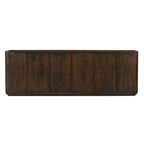 96" Dark Brown Distressed Solid Wood Sideboard With Six Doors