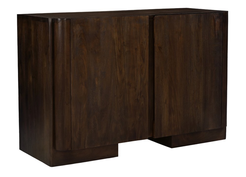 48" Dark Brown Distressed Solid Wood Sideboard Soft Close with Two Doors