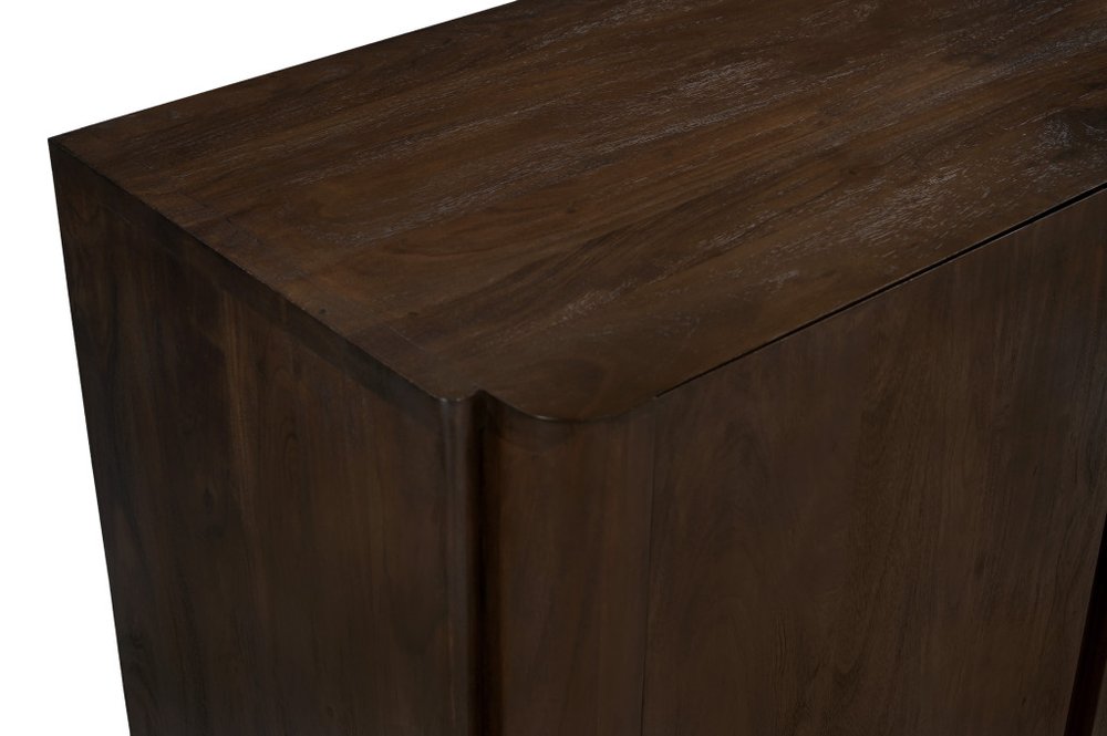 48" Dark Brown Distressed Solid Wood Sideboard Soft Close with Two Doors