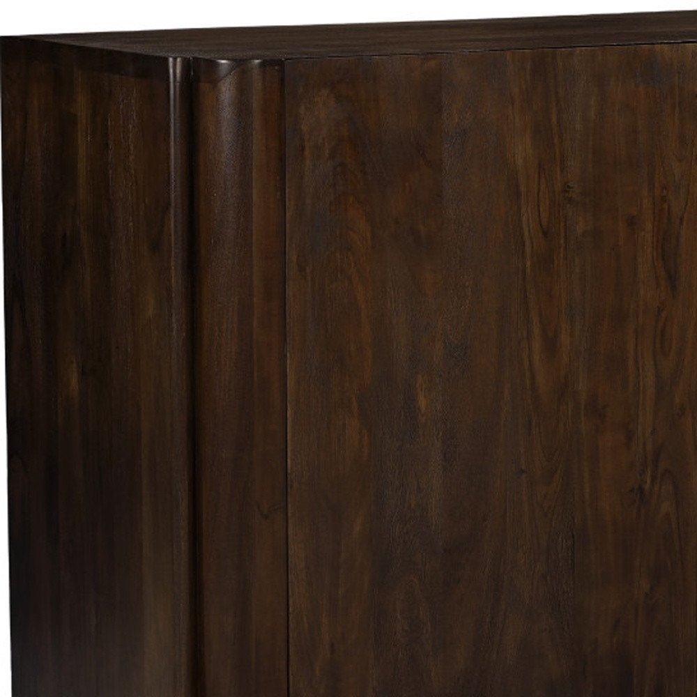 48" Dark Brown Distressed Solid Wood Sideboard Soft Close with Two Doors