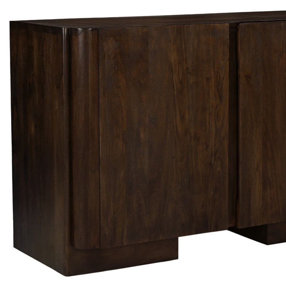 48" Dark Brown Distressed Solid Wood Sideboard Soft Close with Two Doors