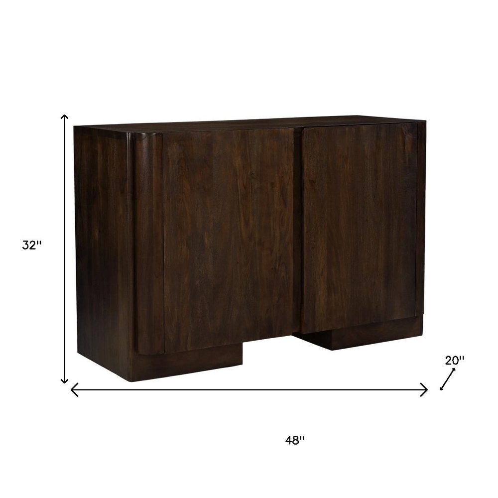 48" Dark Brown Distressed Solid Wood Sideboard Soft Close with Two Doors