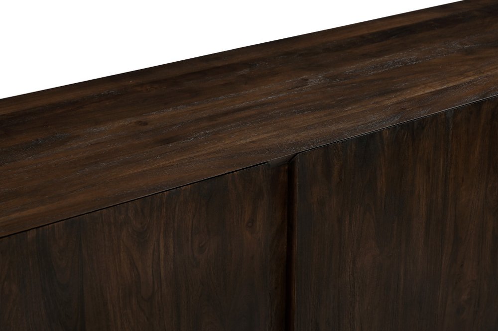 96" Dark Brown Distressed Solid Wood Sideboard With Four Doors