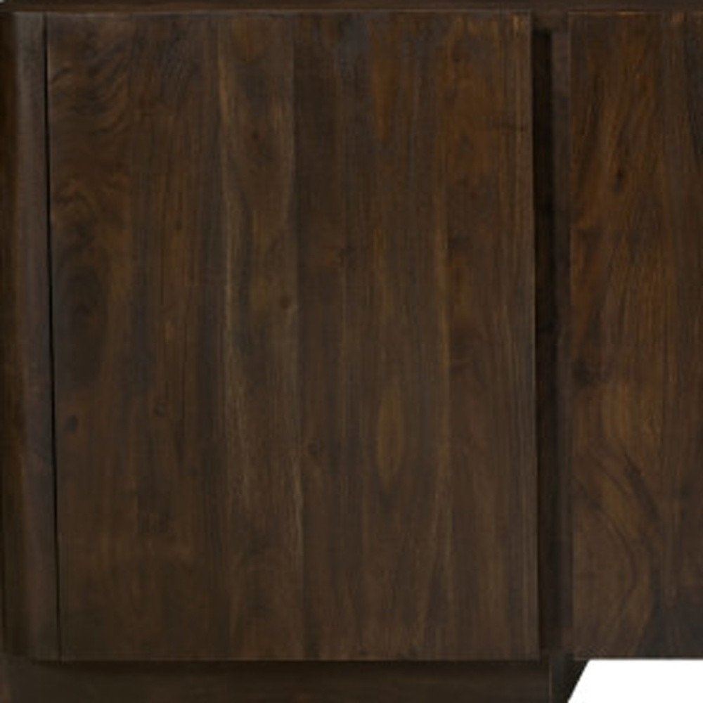 96" Dark Brown Distressed Solid Wood Sideboard With Four Doors