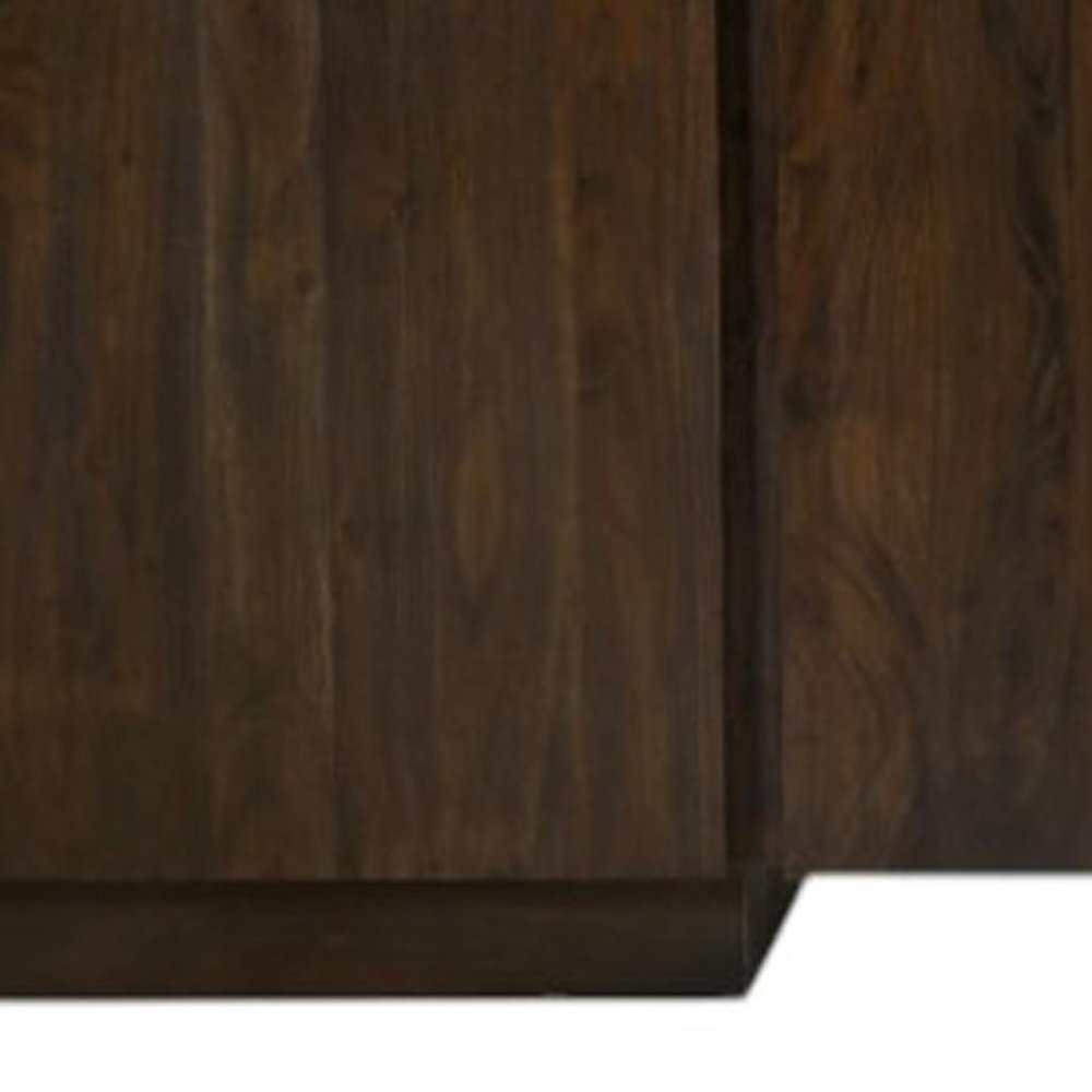96" Dark Brown Distressed Solid Wood Sideboard With Four Doors