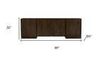 96" Dark Brown Distressed Solid Wood Sideboard With Four Doors