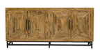 78" Natural Distressed Solid Wood Sideboard With Four Doors