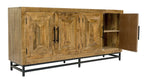 78" Natural Distressed Solid Wood Sideboard With Four Doors