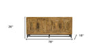 78" Natural Distressed Solid Wood Sideboard With Four Doors