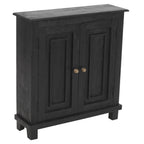 34" Black Distressed Solid Wood Sideboard with Two Doors