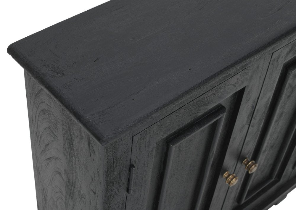 34" Black Distressed Solid Wood Sideboard with Two Doors