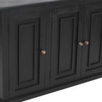 51" Black Distressed Solid Wood Sideboard with Three Doors