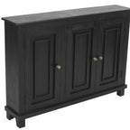 51" Black Distressed Solid Wood Sideboard with Three Doors