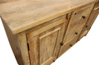 60" Natural Distressed Solid Wood Three Drawer Sideboard With Two Doors