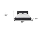 Dark Gray Tufted Linen Blend Upholstered King Bed Frame