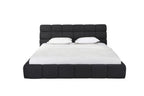 Dark Gray Tufted Linen Blend Upholstered King Bed Frame