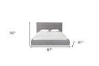 Gray Tufted Linen Blend Upholstered King Bed Frame