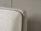 Gray And Cream Faux Leather Upholstered King Bed Frame
