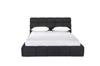 Dark Gray Tufted Linen Blend Upholstered Queen Bed Frame