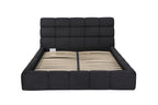 Dark Gray Tufted Linen Blend Upholstered Queen Bed Frame