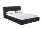 Dark Gray Tufted Linen Blend Upholstered Queen Bed Frame
