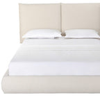 Beige Tufted Boucle Queen Bed Frame
