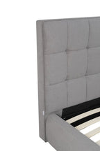 Gray Tufted Linen Blend Upholstered Queen Bed Frame