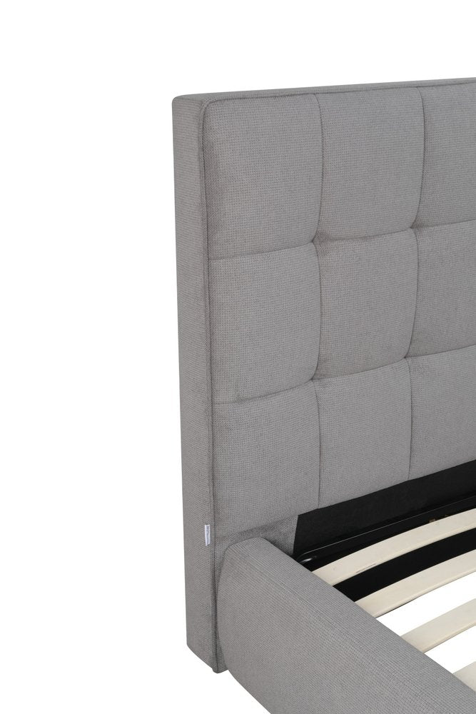 Gray Tufted Linen Blend Upholstered Queen Bed Frame