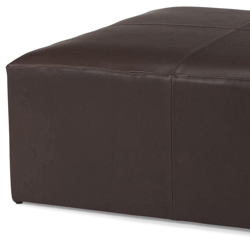 36" Brown Genuine Leather Cocktail Ottoman