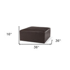 36" Brown Genuine Leather Cocktail Ottoman