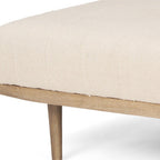 37" Beige and Brown Solid Wood and Fabric Ottoman