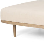 37" Beige and Brown Solid Wood and Fabric Ottoman