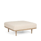 37" Beige and Brown Solid Wood and Fabric Ottoman