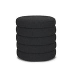 19" Black Boucle Round Ottoman With Storage