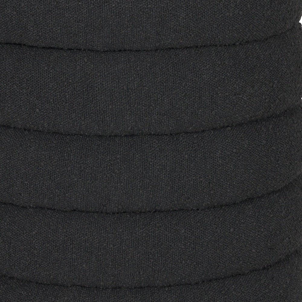 19" Black Boucle Round Ottoman With Storage