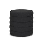 19" Black Boucle Round Ottoman With Storage