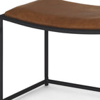 23" Brown and Black Metal and Genuine Leather Footstool