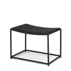 23" Black Solid Wood and Metal Footstool