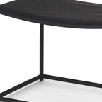 23" Black Solid Wood and Metal Footstool