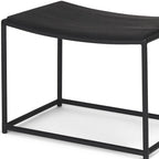 23" Black Solid Wood and Metal Footstool