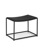 23" Black Solid Wood and Metal Footstool
