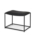 23" Black Metal and Genuine Leather Footstool