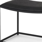 23" Black Metal and Genuine Leather Footstool
