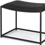 23" Black Metal and Genuine Leather Footstool