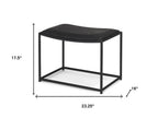 23" Black Metal and Genuine Leather Footstool