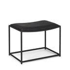 23" Black Metal and Genuine Leather Footstool
