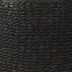 18" Black Jute Round Pouf Ottoman