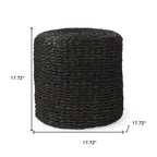 18" Black Jute Round Pouf Ottoman