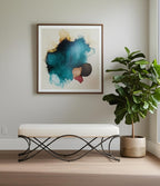 55" Cream and Nickel Fabric and Metal Upholstered Bench